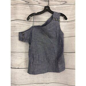NWT The Kooples Denim-Style One-Shoulder Top Size XS
